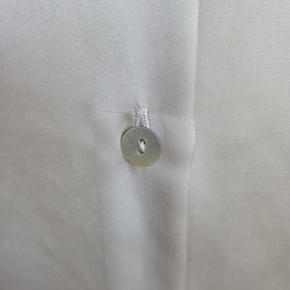 ZARA Satin Blouse Women's Small Champagne Beige Button Front Collared Shirt - Picture 5 of 7